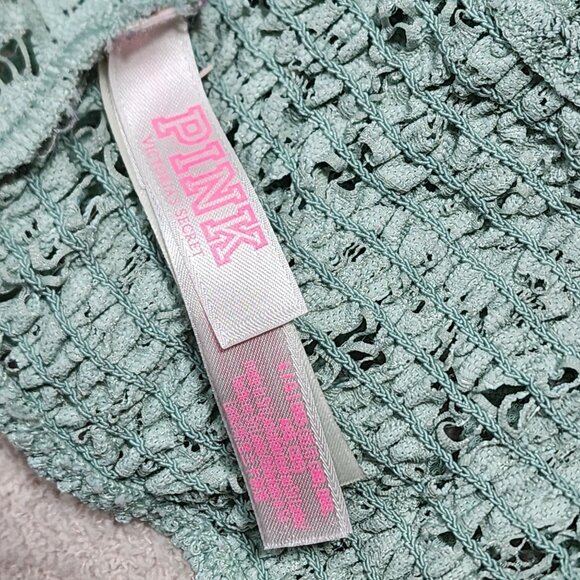 Victorias‎ Secret PINK Lace Bralette Top Mint Green Cross Back L - Picture 6 of 7
